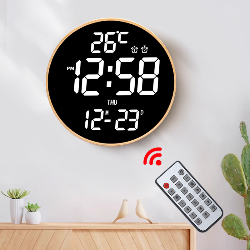 Study Room WiFi Wall Clock RGB Electronic Perpetual Calendar Wall Clock Bathroom Living Room Digital Clock APP Smart Control Alarm Clock