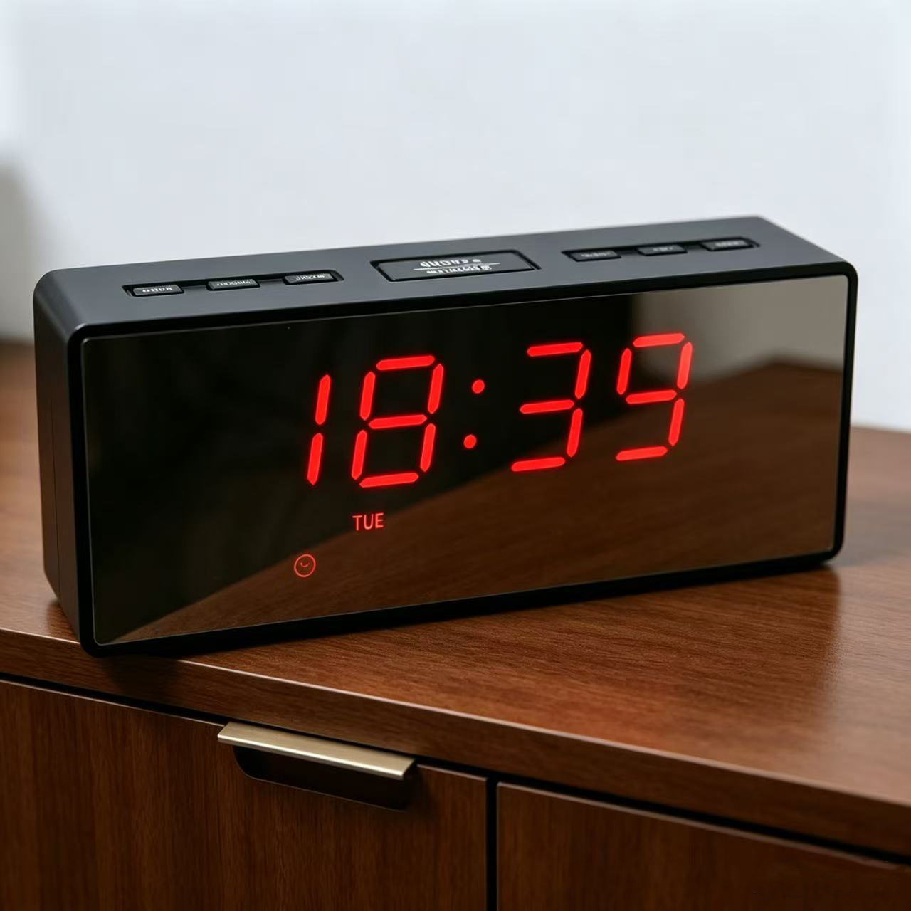 LED mirror clock, electronic clock, multifunctional countdown digital clock, student bedside alarm clock, night-light desk clock