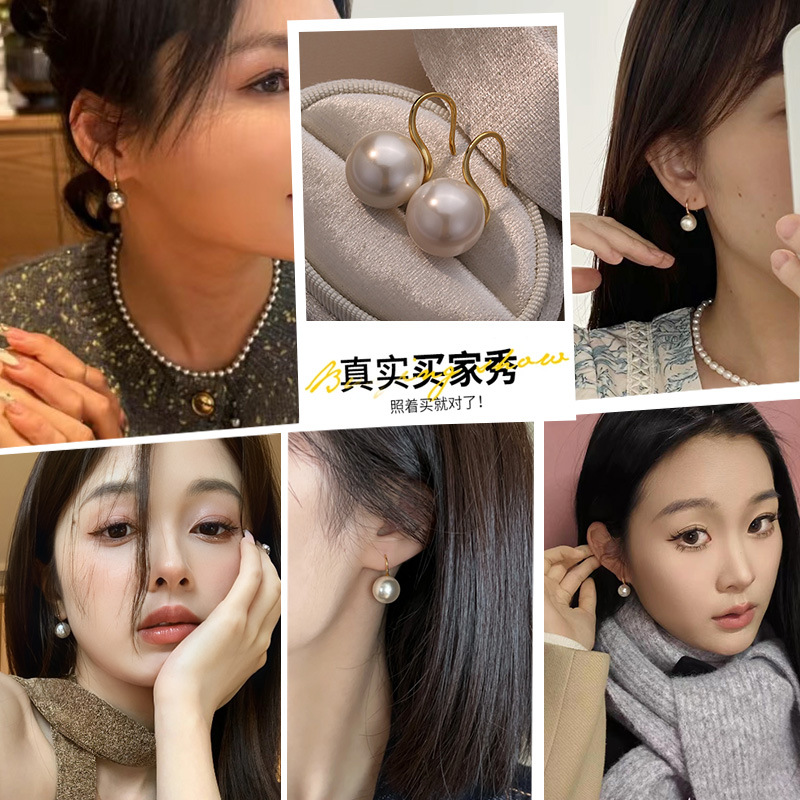 Pure Silver Pearl Earrings Stud Earrings for Women Ear Hooks Earrings High Heel Pearl Earrings 2025 New