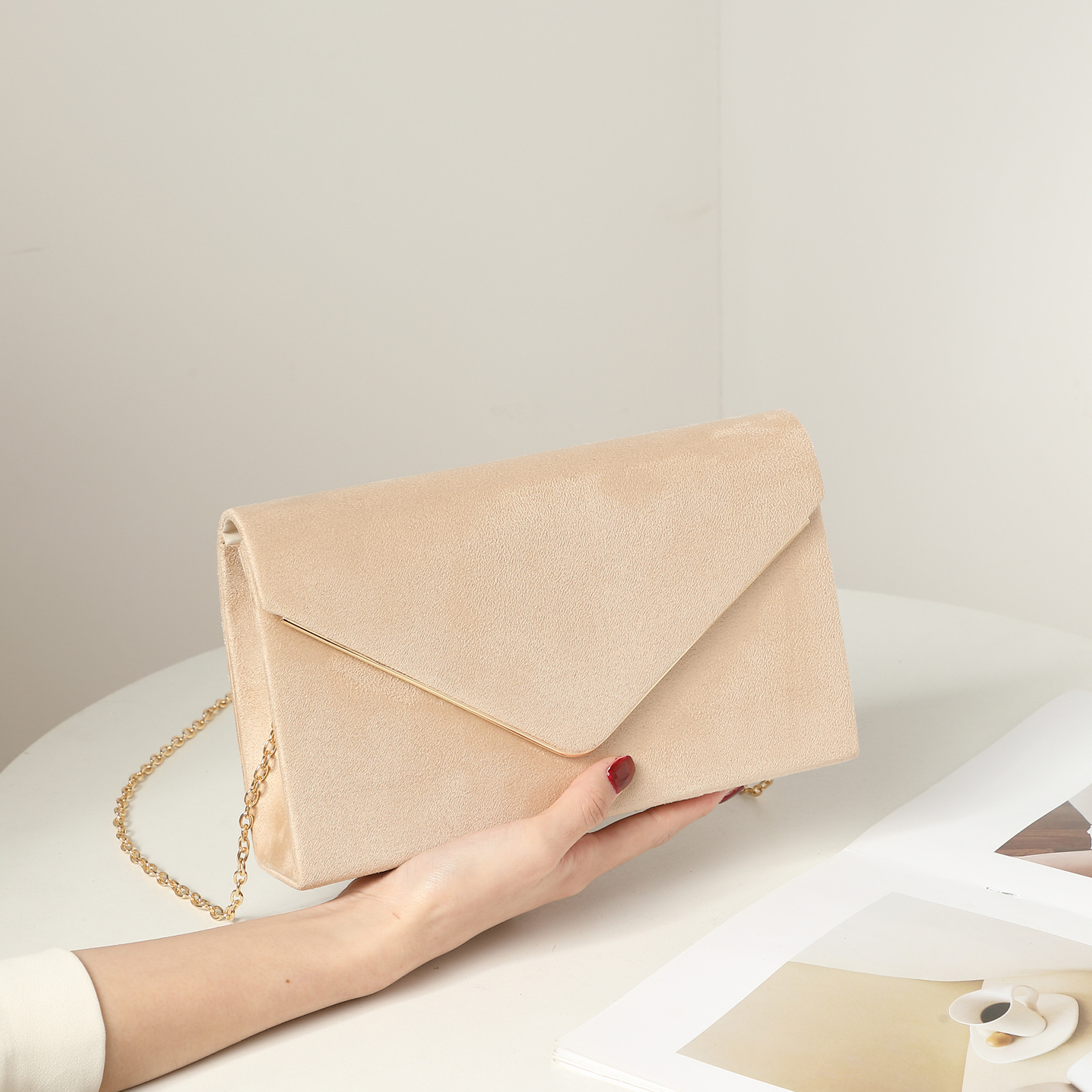2023 New Women's Evening Bag Simple Clutch Bag Wedding Party Dress Evening Dress Bag Velvet Bag