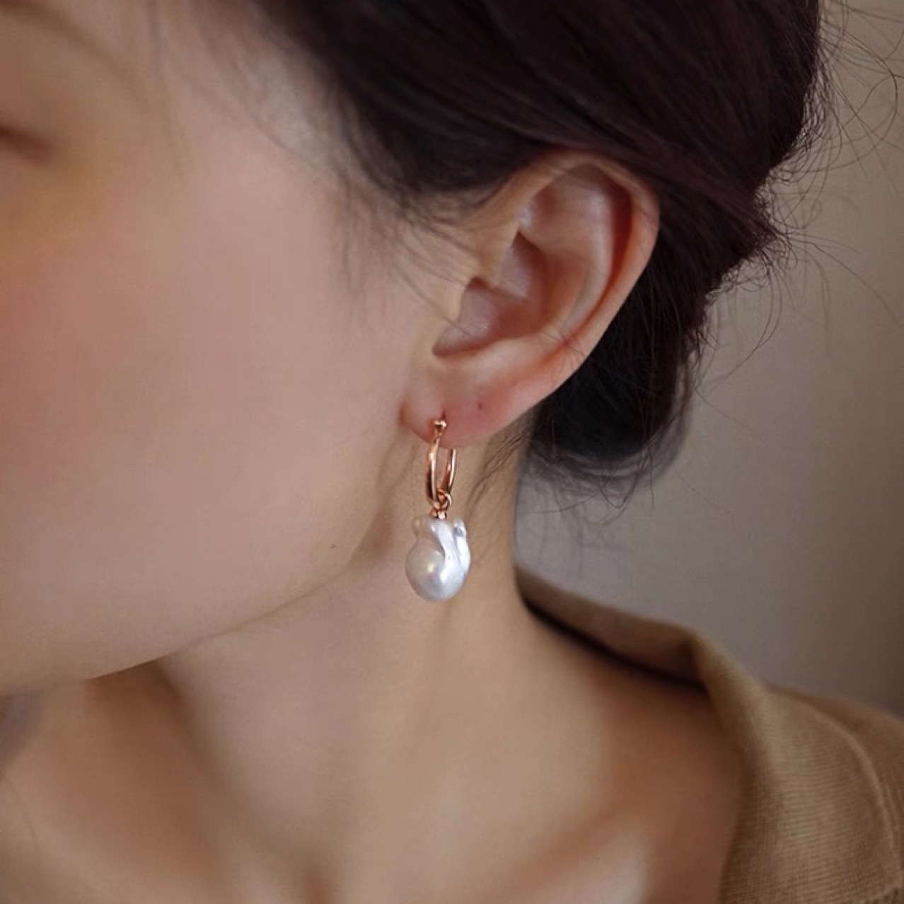 New rare colorful two-way wear fishtail natural baroque pearl earrings unique ear accessories for women