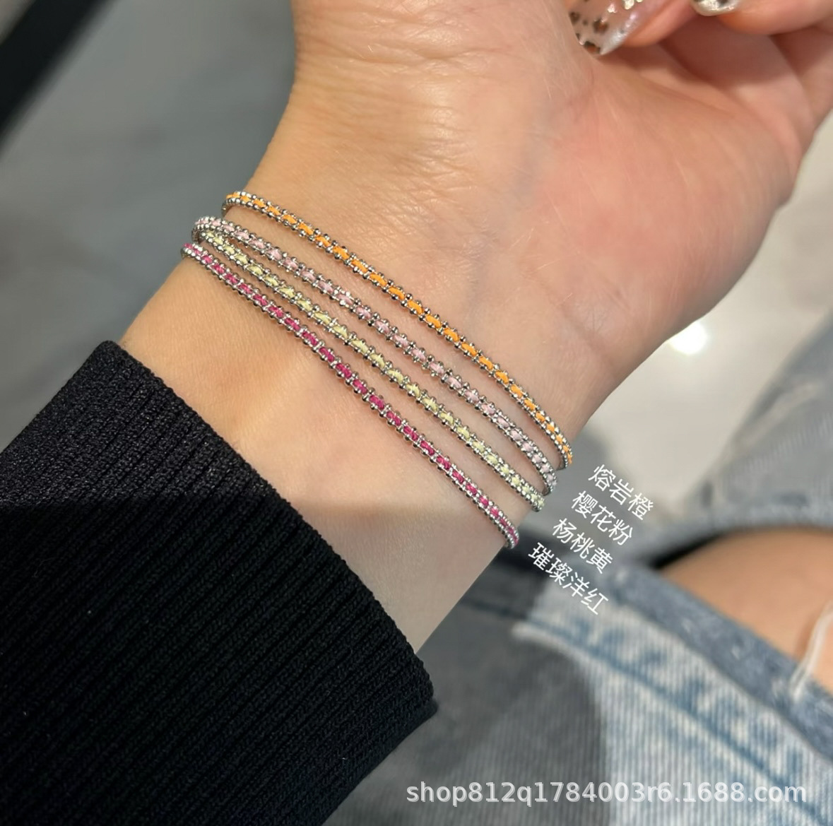 Summer ultra-fine woven rope bracelet simple all S925 sterling silver stacking lucky multicolor rope sterling silver bracelet