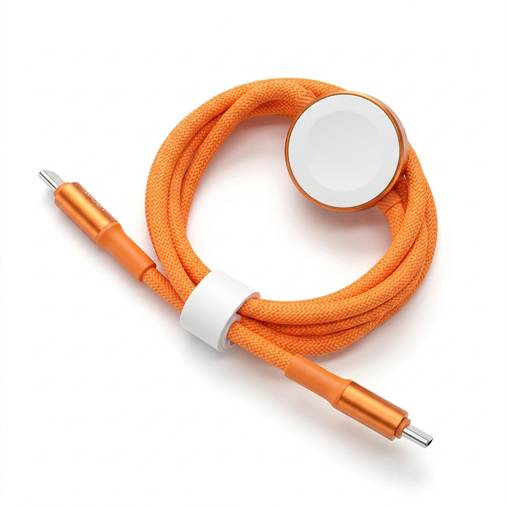65W 2-in-1 charging cable for Apple iPhone and Watch, braided 2-in-1 data cable