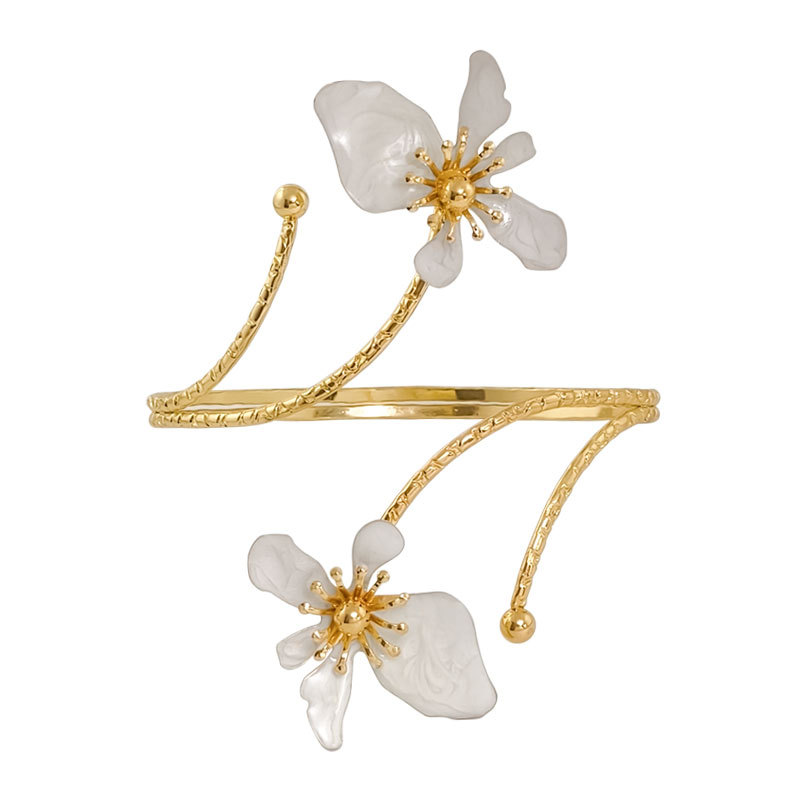 Metal flower open adjustable arm ring bracelet exaggerated geometric arm ring bracelet