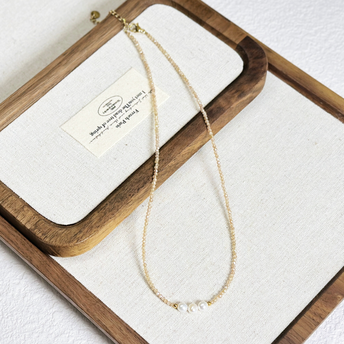 Minimalist Faceted Zircon Necklace Japanese Korean Style Beaded Necklace Simple Super Fairy Collarbone Chain