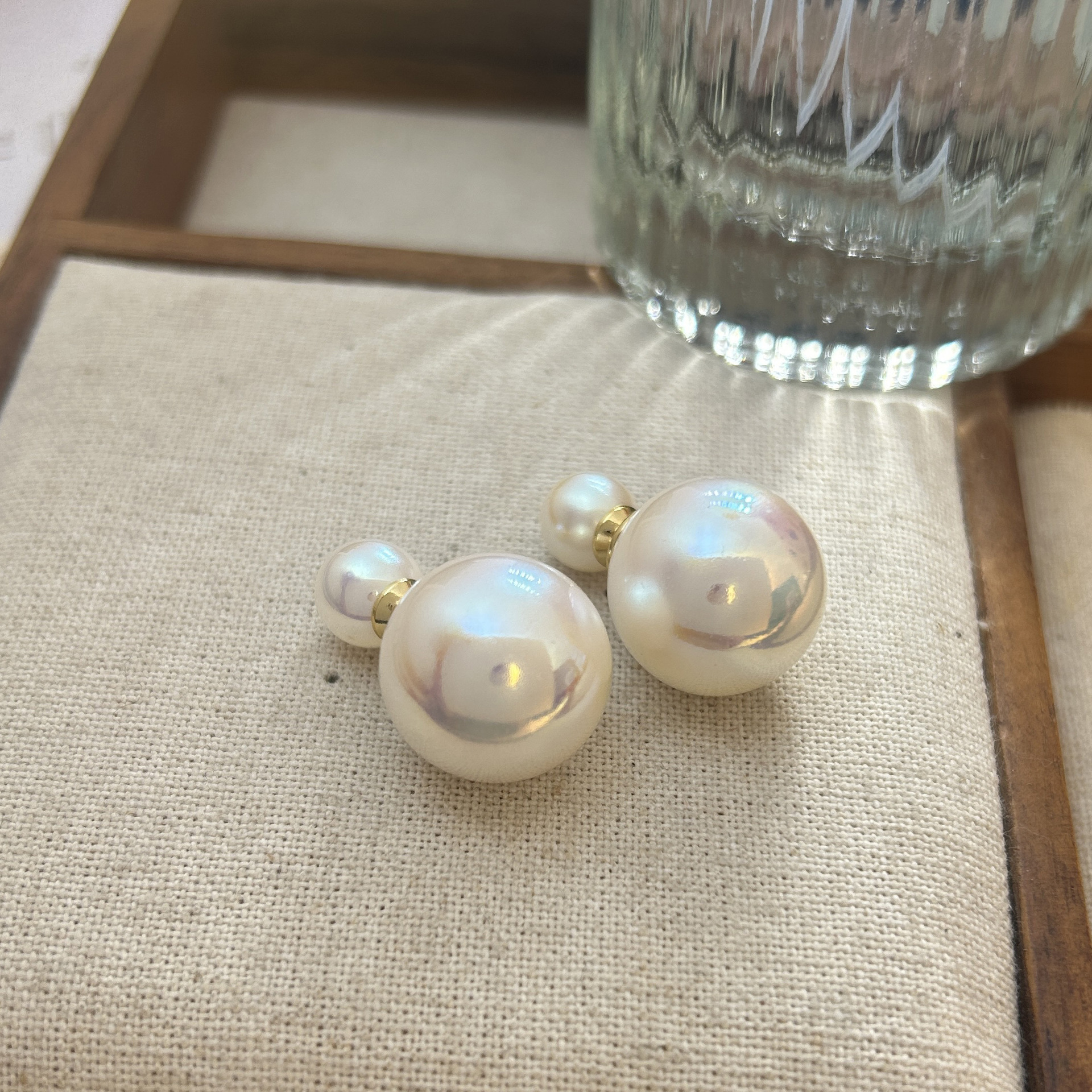 D brand front and back two-way wear double-sided size pearl stud earrings for women 2025 new earrings ear accessories