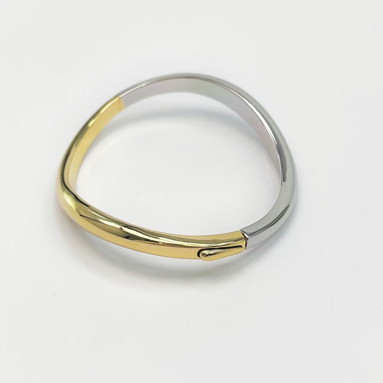 Gold-Silver Bangle S925 Silver and Copper Two Materials Niche Bracelet Gift Live Stream