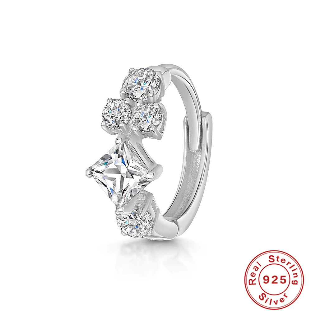 S925 sterling silver cartilage piercing diamond-set ear hoop ear buckle earring ear cartilage shien INS punk style ear bone clip