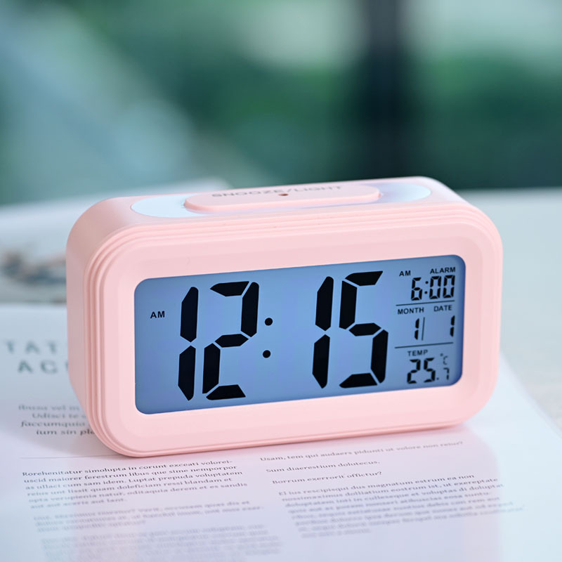 Desktop Digital Clock Smart Night Light LCD Large Screen Temperature Perpetual Calendar Student Wake-up Alarm Clock