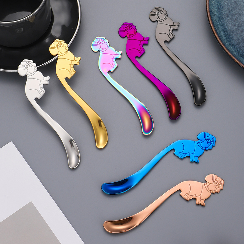 304 stainless steel spoon, line dog tableware, coffee hanging cup spoon, dessert stirring spoon, cartoon spoon