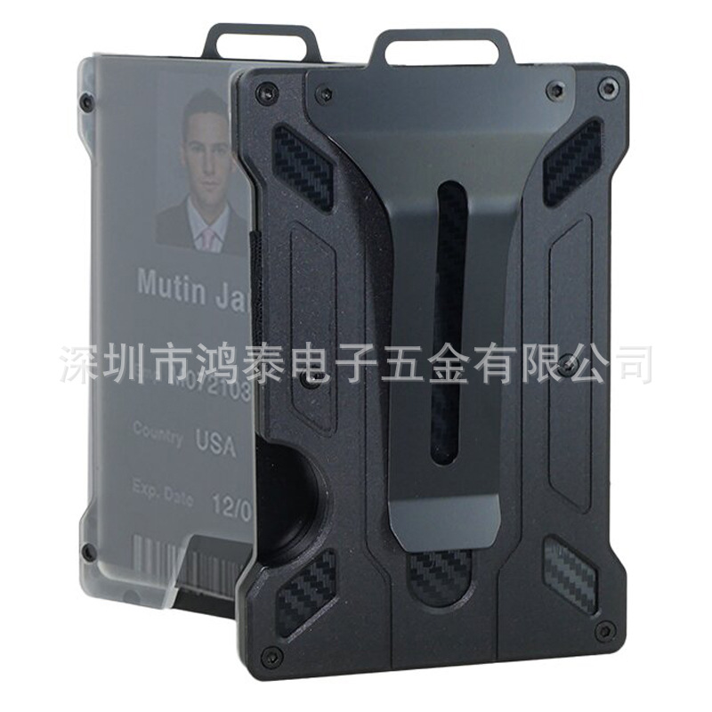 New Aluminum Alloy Card Holder Transparent Badge RFID Metal Wallet Work ID Card Clip with Badge Slot