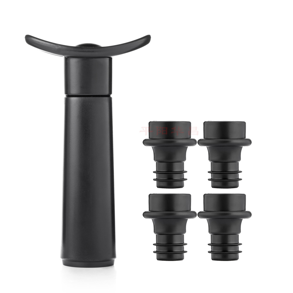 Plastic red wine vacuum multifunctional air pump bottle stopper metal air pump black wine stopper