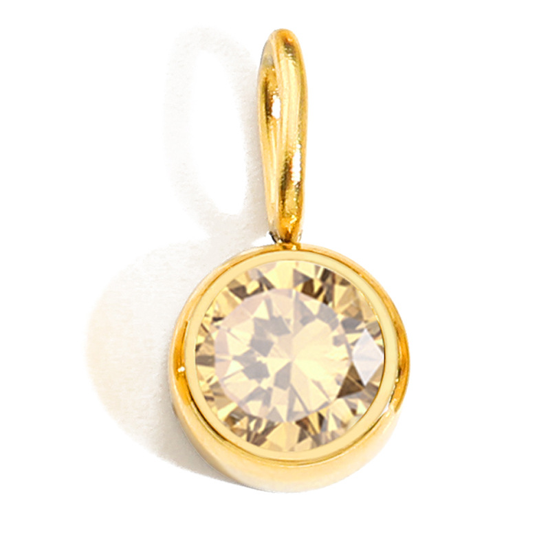 eManco Stainless Steel Jewelry Accessories 8mm Birthstone Pendant DIY Jewelry Accessories Colored Rhinestone Charm