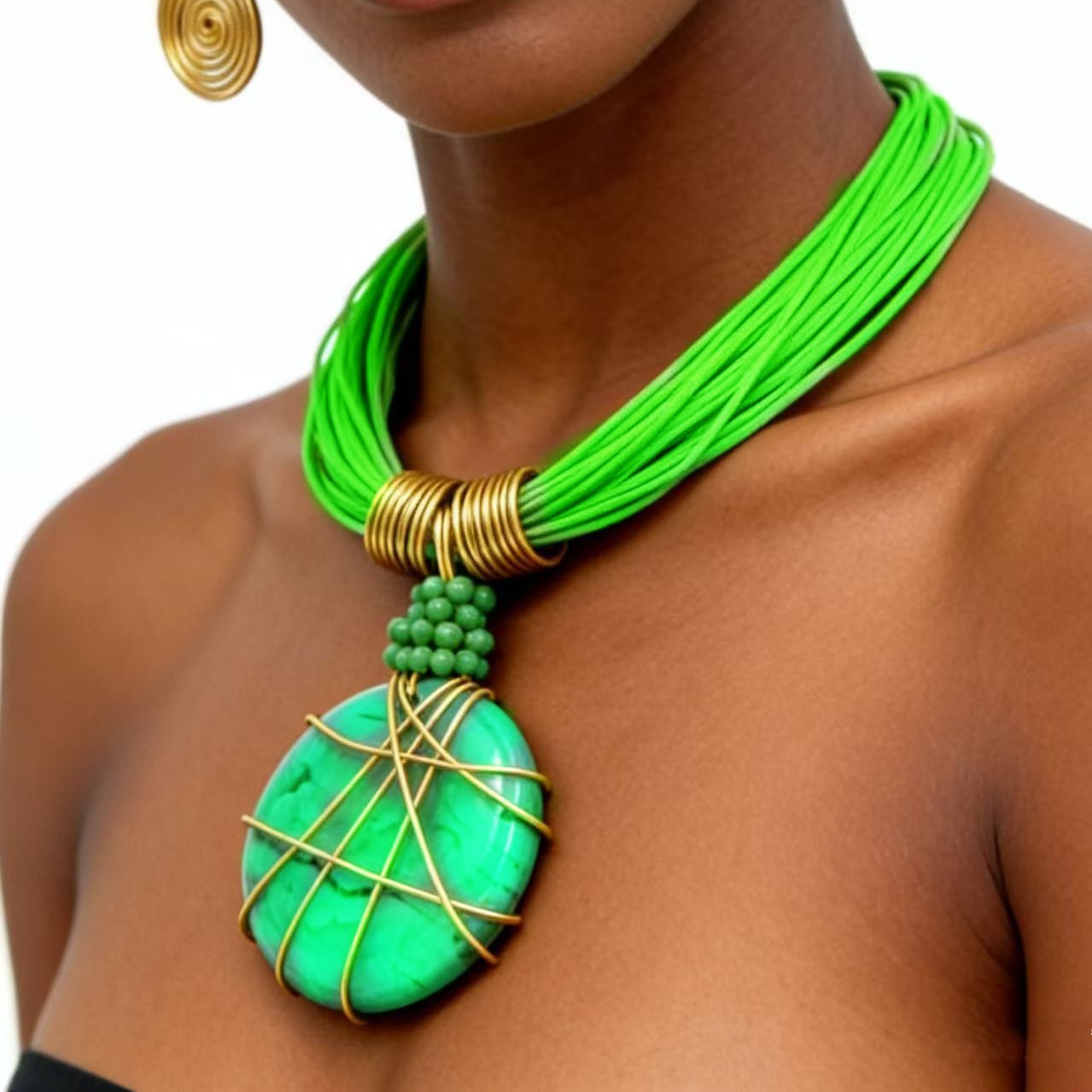 2026 new resin texture pendant necklace and earring set fluorescent color necklace accessories necklaces