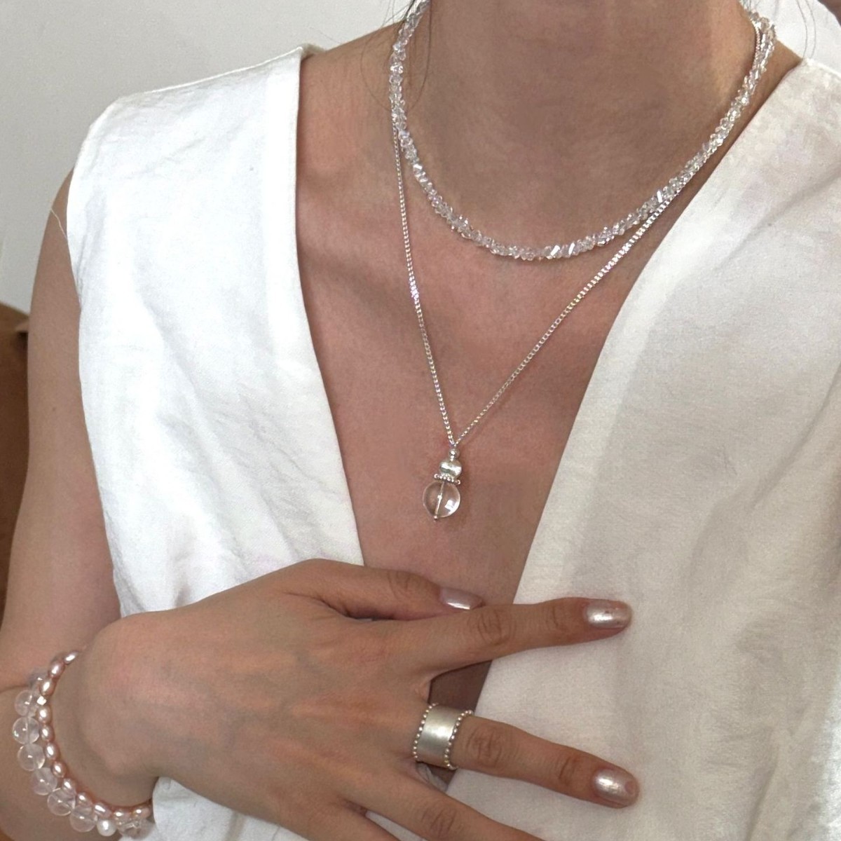 White crystal crushed ice sparkling glitter gravel锁骨 chain necklace for women