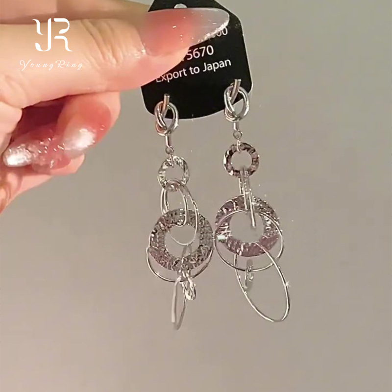 Gold Circle Tassel Earrings Elegant Exquisite Earrings