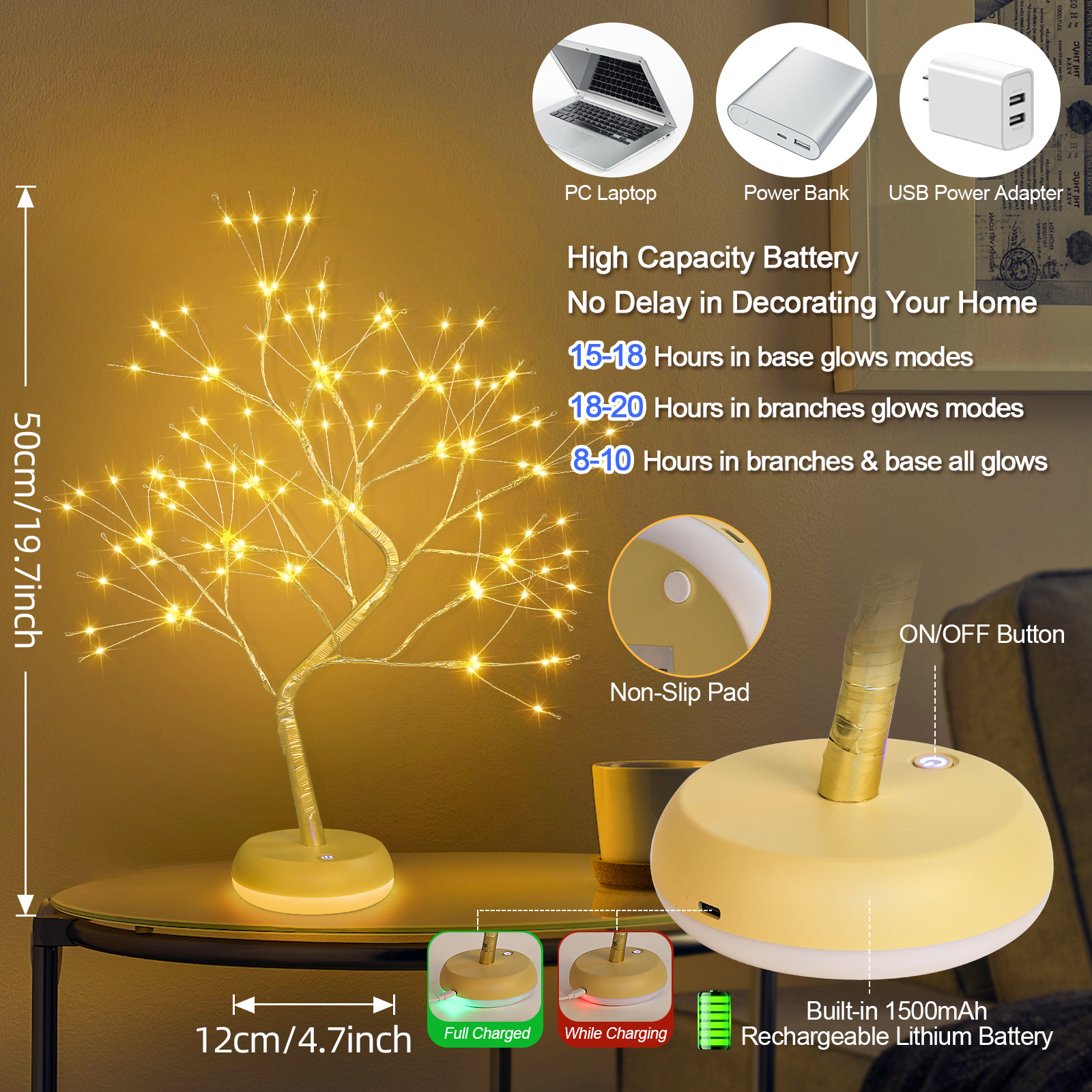 Desktop bonsai light shaped desk lamp LED desktop night light decoration ornament golden leaf star Christmas small tree