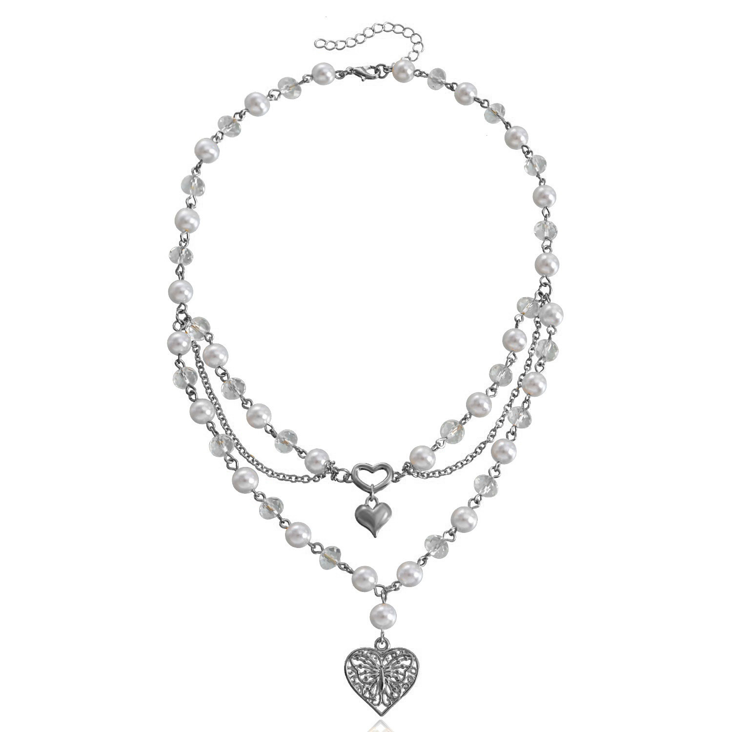 Accessories Double Layer High Gloss Pearl Tassel Cross Star Cross Necklace for Women