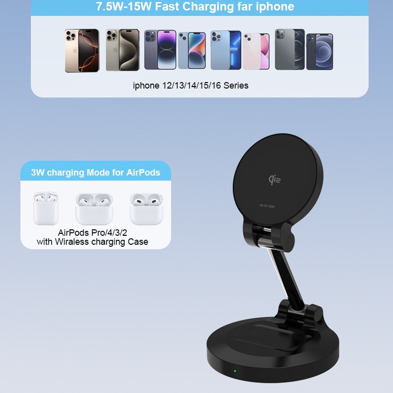 MagSafe magnetic wireless charger QI2.0 foldable for Apple phones wireless charger