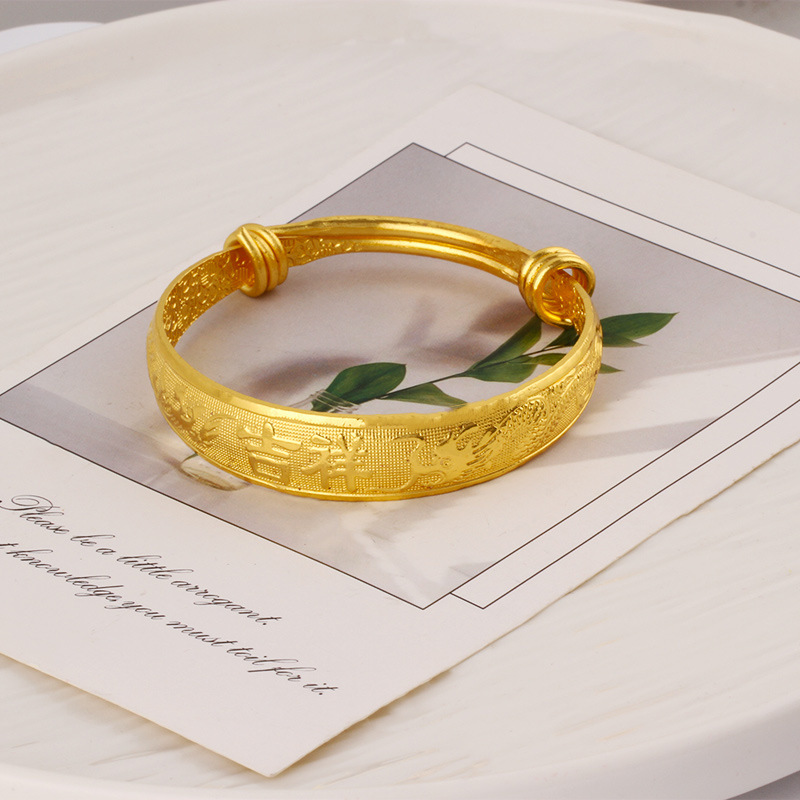 Gold-plated bracelet women 18K imitation gold push-pull bracelet dragon phoenix blessing phoenix tail street vendor ten yuan style
