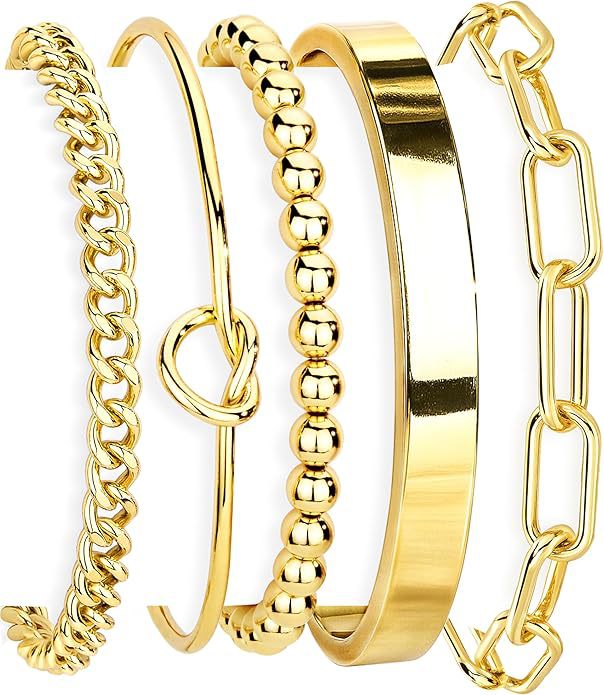 Bohemian Minimalist Hand Jewelry Metal Chain Women's Set 5 Multi-Layer Chain Simple Bracelet