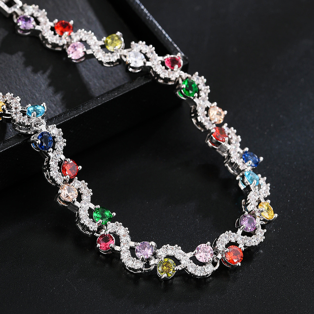 Rainbow crystal zircon bracelet popular full diamond party bracelet