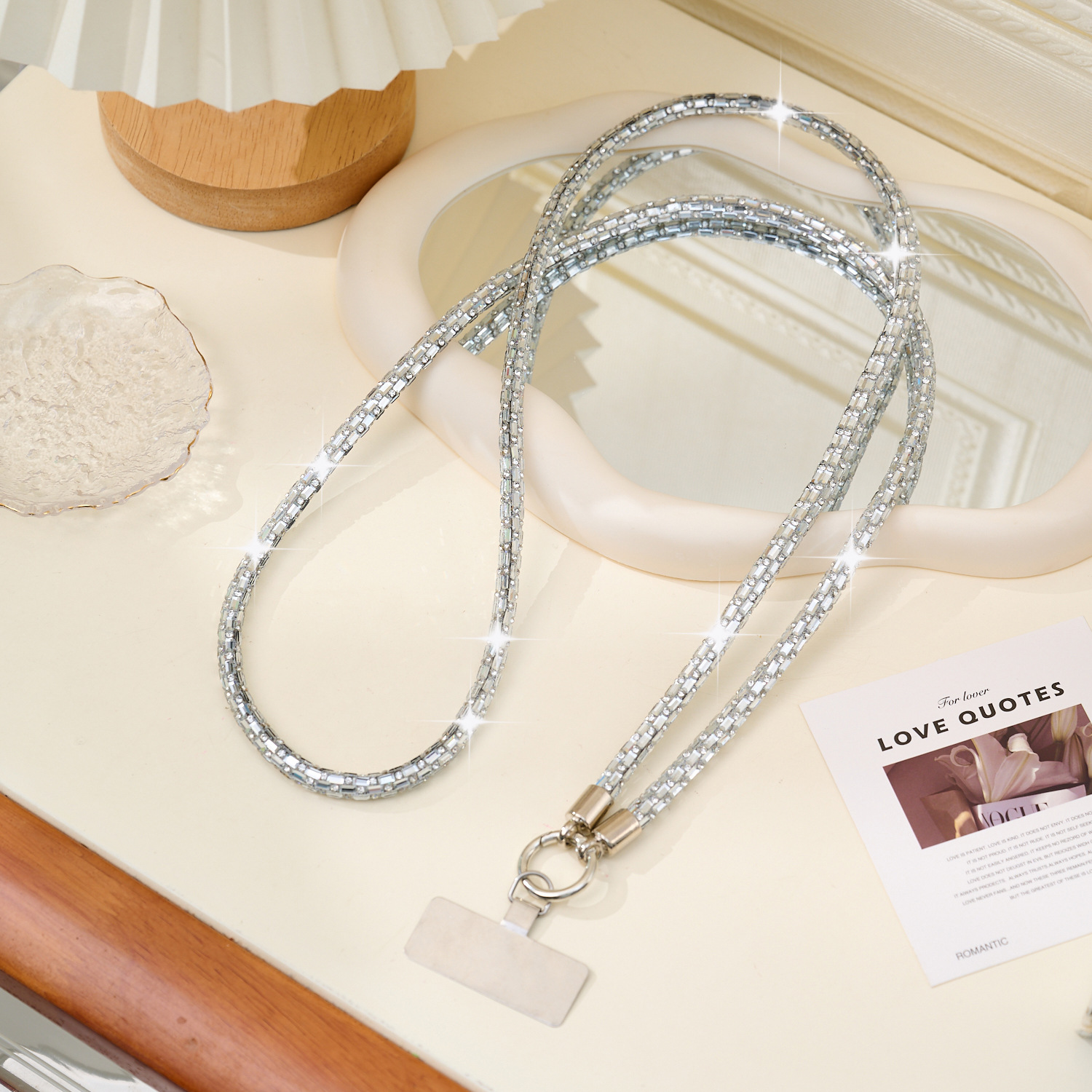 Full rhinestone phone lanyard women small fragrance style long cross shoulder back phone case universal phone chain rope