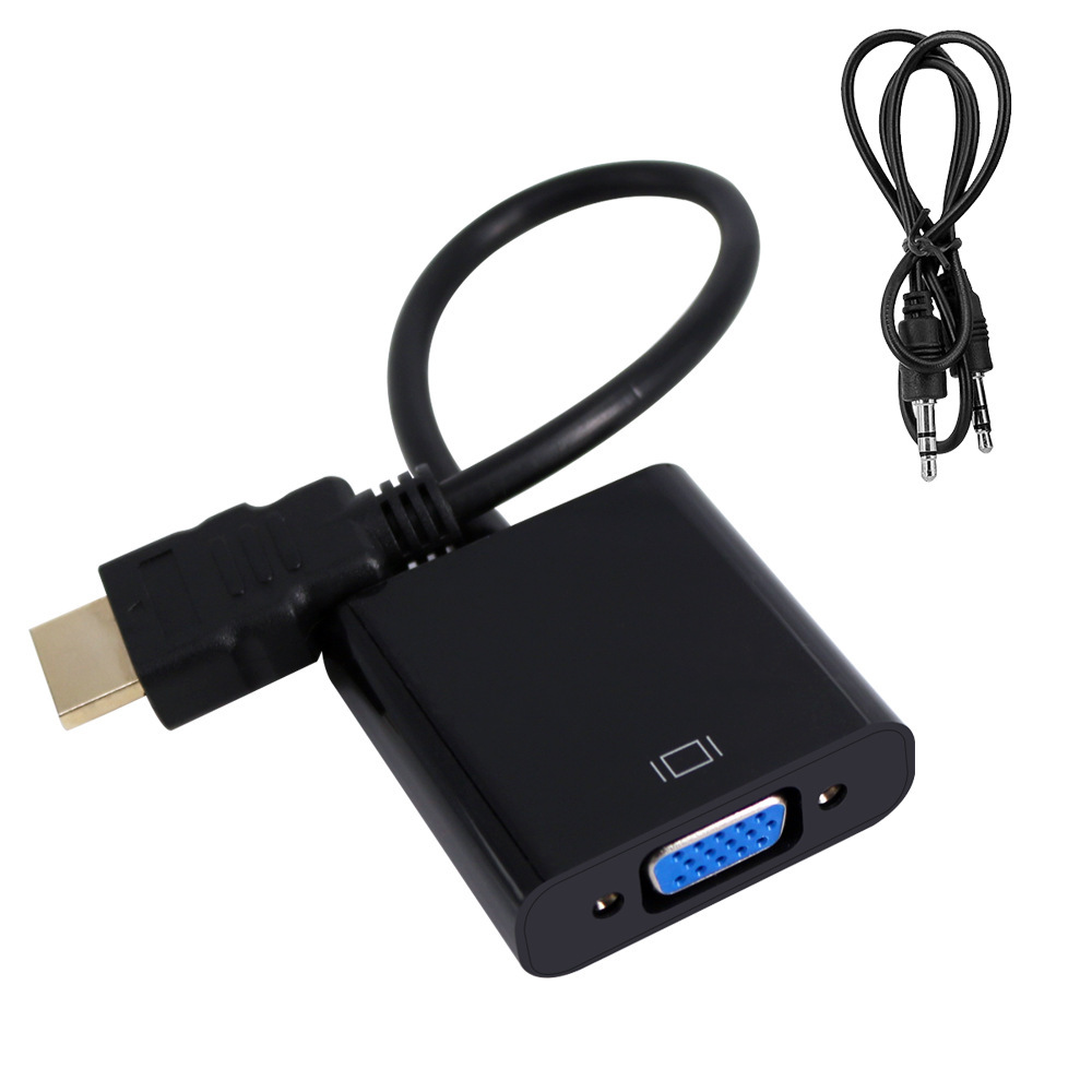 HDMI to VGA adapter cable with audio power supply connect TV computer cable HD adapter HDMI to VGA