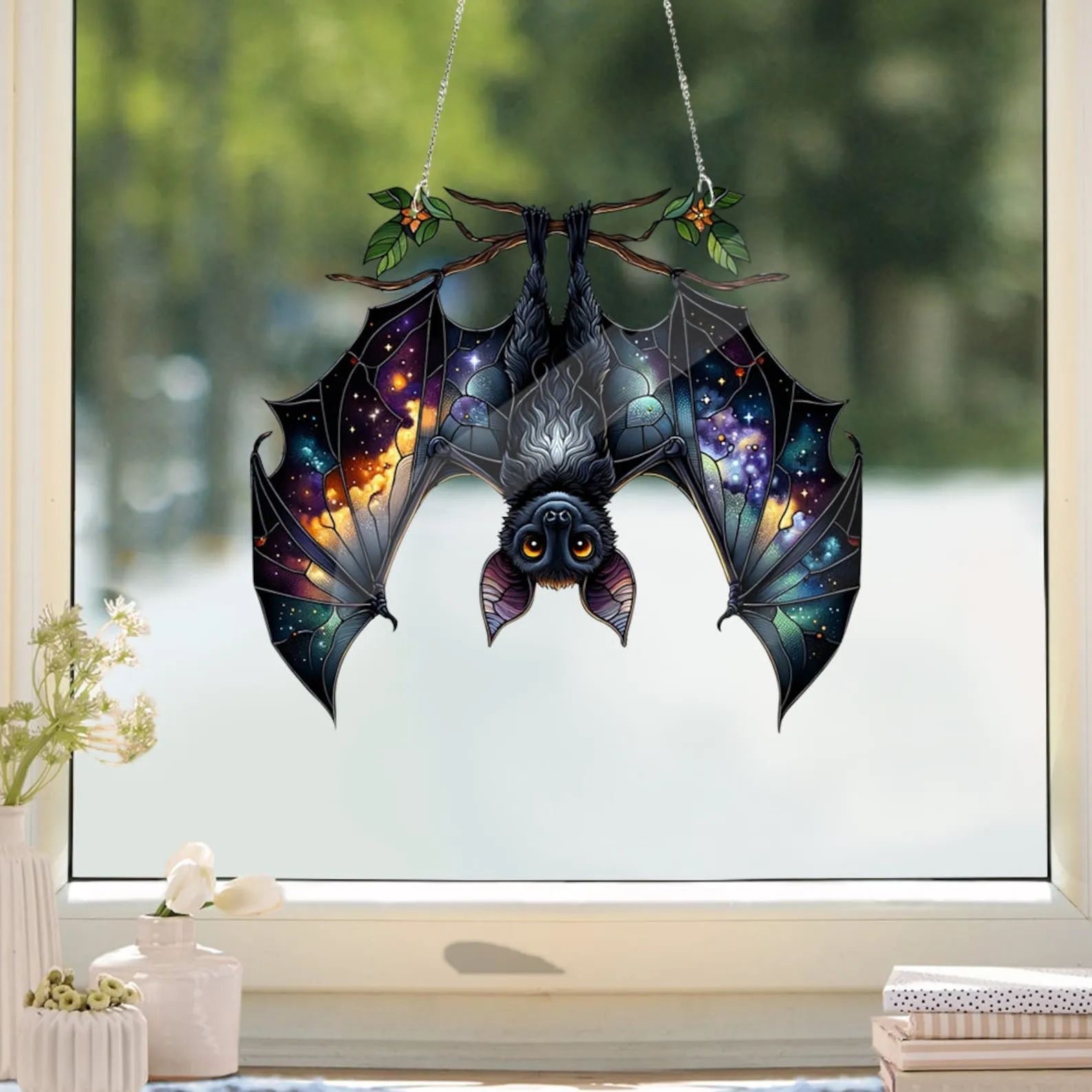 Dachshund Window Hanging Bat Window Decoration Acrylic Window Hanging Halloween