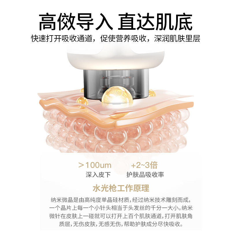 Home Facial Microcrystalline Nano Import Instrument Lyophilized Powder Essence Nano Microneedle Beauty Instrument Red and Blue Light Water Light Gun