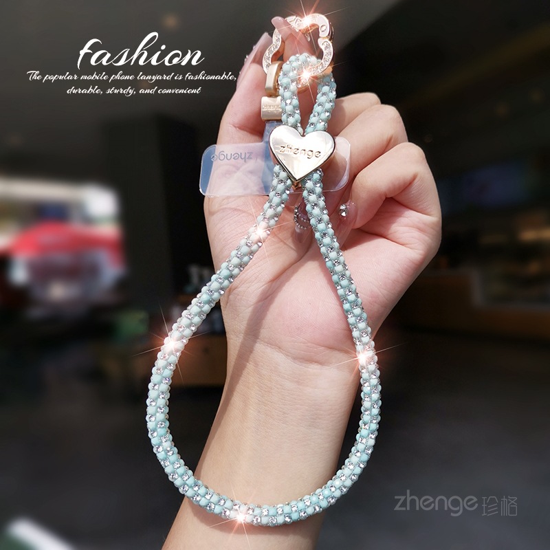 Phone strap wrist type sparkly diamond love flower buckle bracelet short exquisite outdoor travel shopping