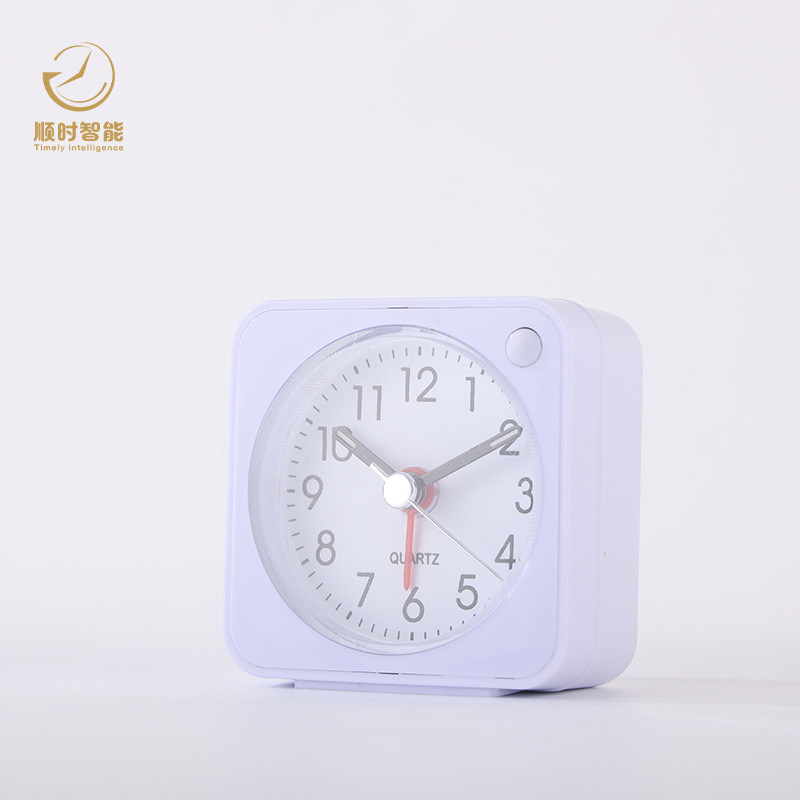 New travel small square alarm clock, acrylic transparent shell ABS shell quartz bell clock