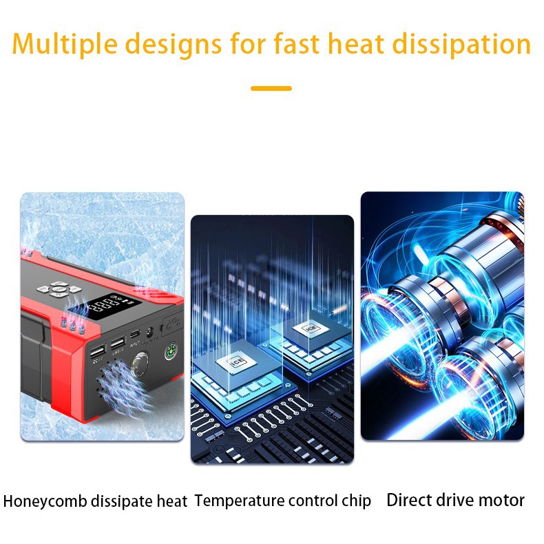 New Multifunctional 12V Car Portable Emergency Start Power Bank Mobile Power Wireless Inflator Pump All-in-One