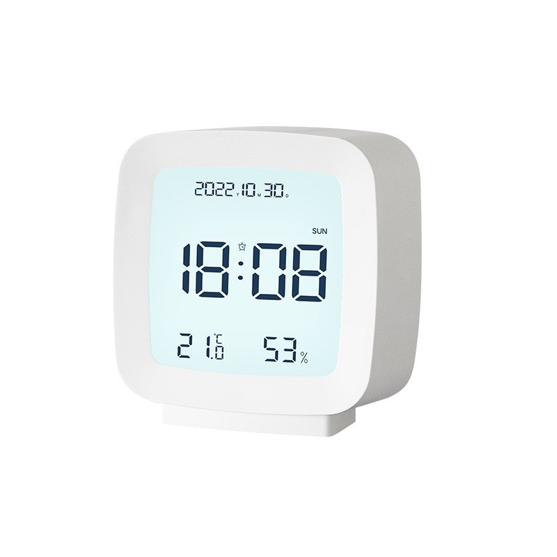 2023 new voice-controlled electronic clock simple clock small and convenient alarm clock children's student bedside clock temperature and humidity clock