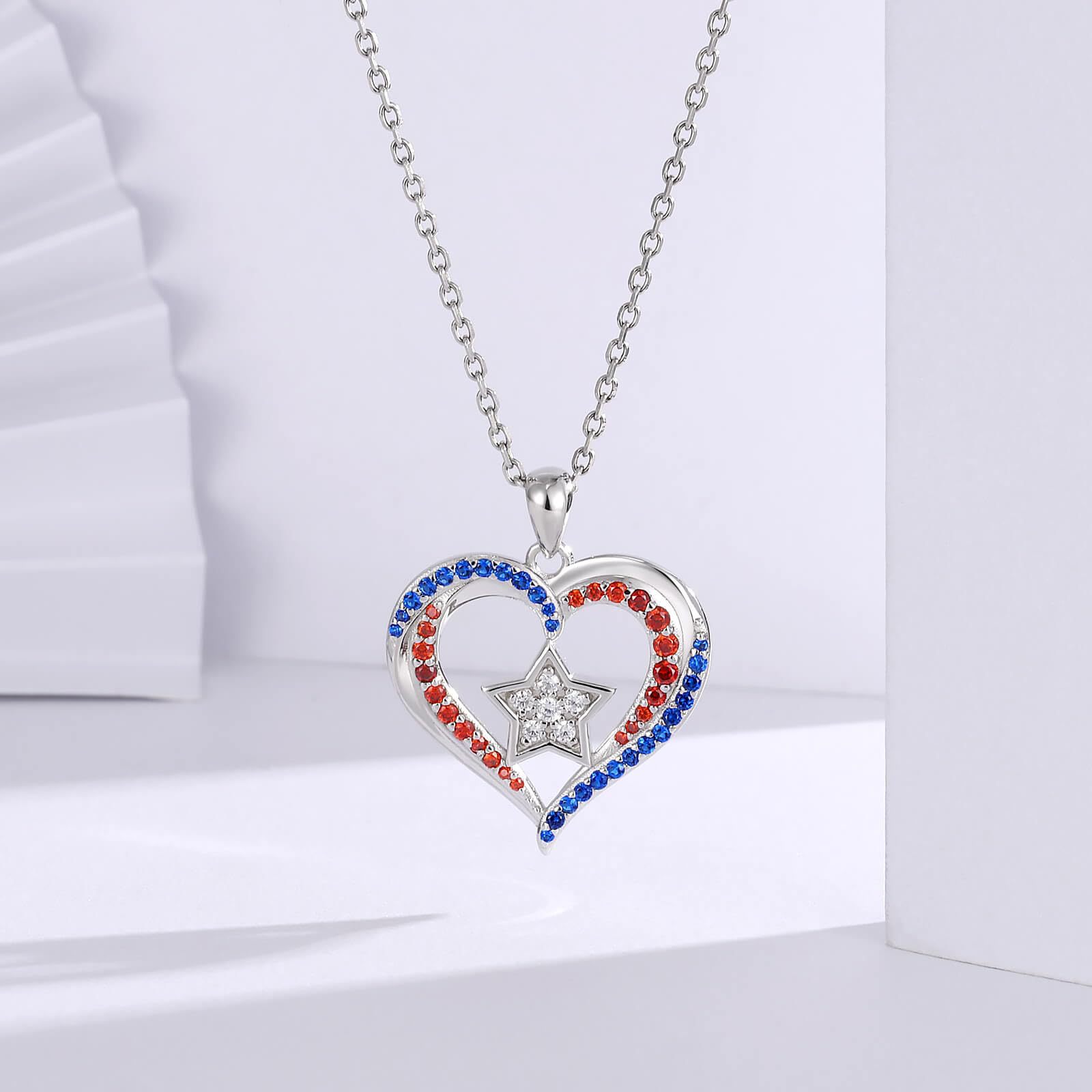 American Flag Necklace Rhinestone Necklace - July 4th Bracelet - Independence Day