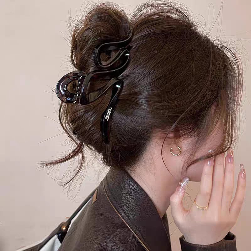Brown large claw clip for women back of head bun clip for thick hair hair clip hair accessory