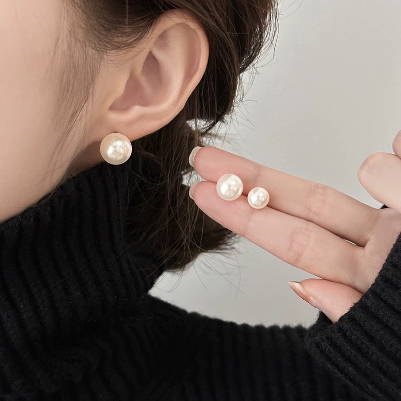 S925 Sterling Silver Earrings, Swarovski Strong Light Round Pearl, Small Ear Accessories Exquisite