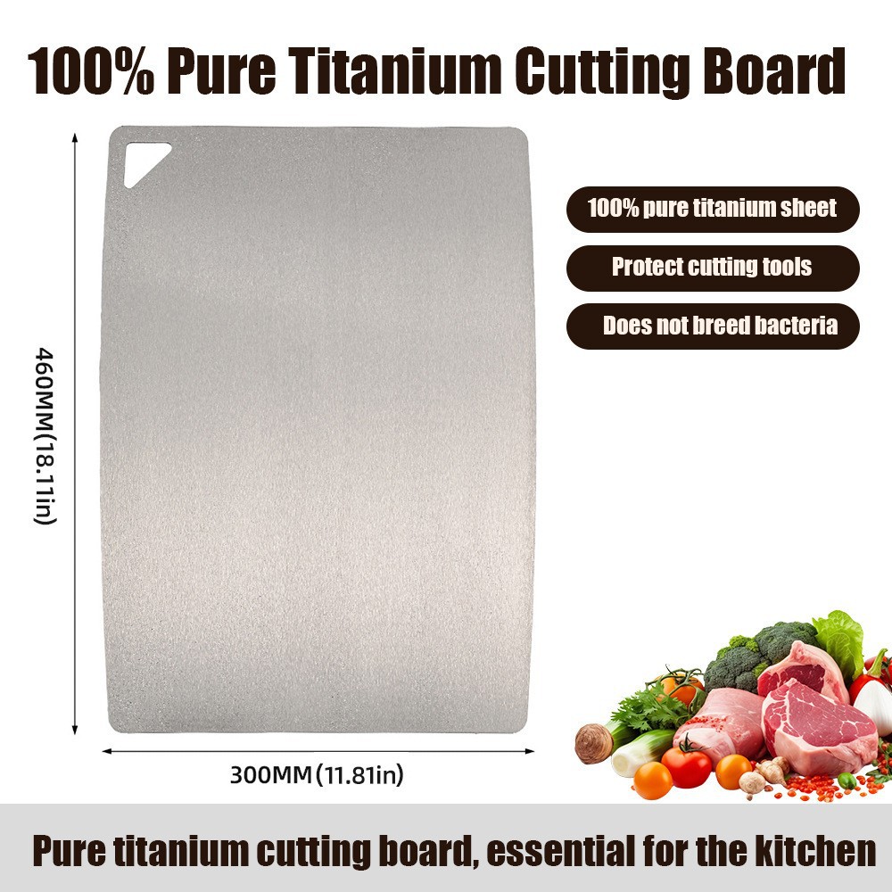 Antibacterial anti-mold ice crystal pure titanium cutting board kitchen meat cutting ice flower crystallization double-sided anti-slip full titanium cutting board