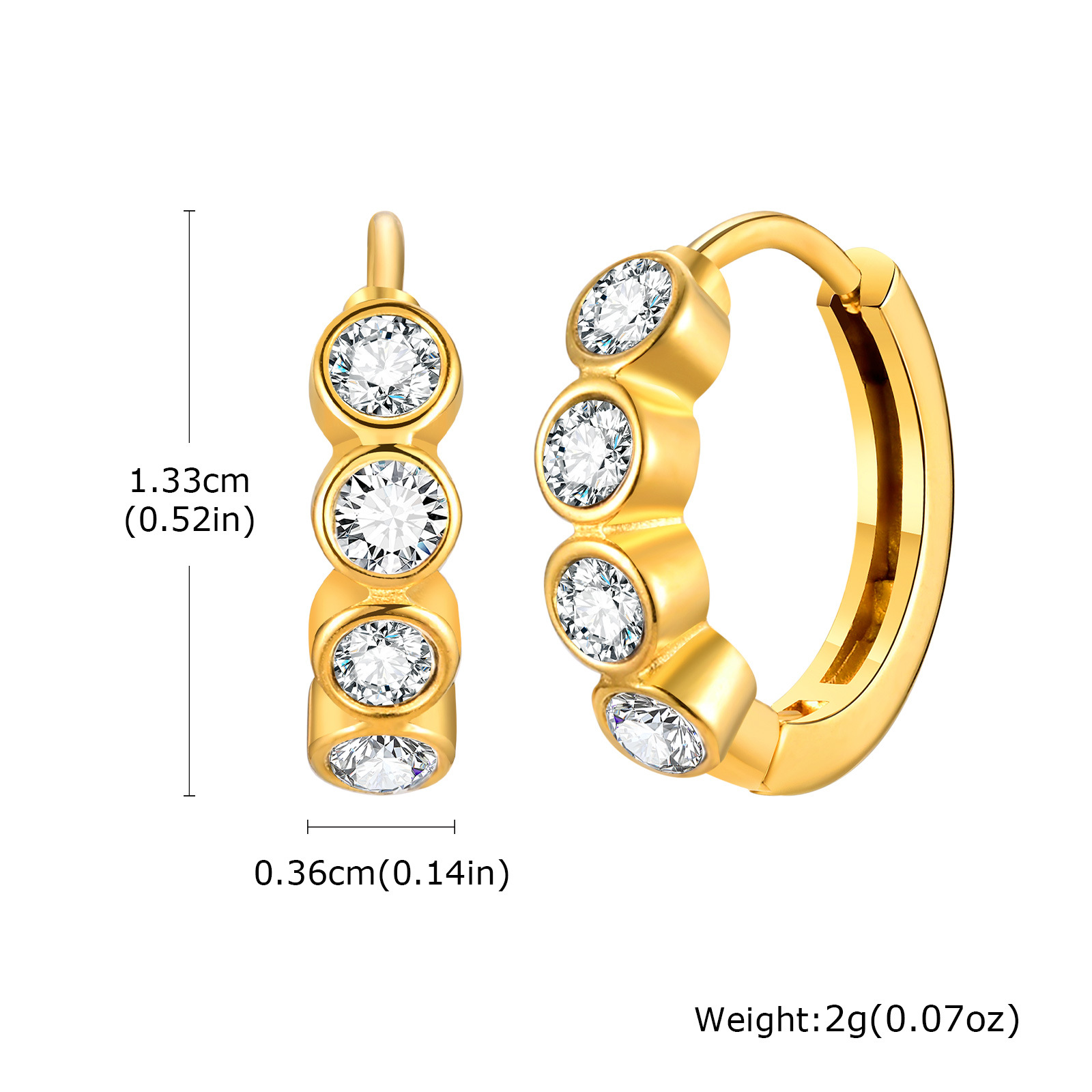 Women's Stainless Steel Imitation Czech Stone Eight-Pointed Star Earring Gold Heart Butterfly Ear Stud Earring Huanmu Accessories
