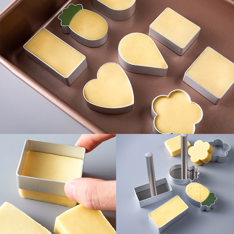 Thickened pineapple cake mold press mold maker for cookies icing flower rectangular heart shape press plate set