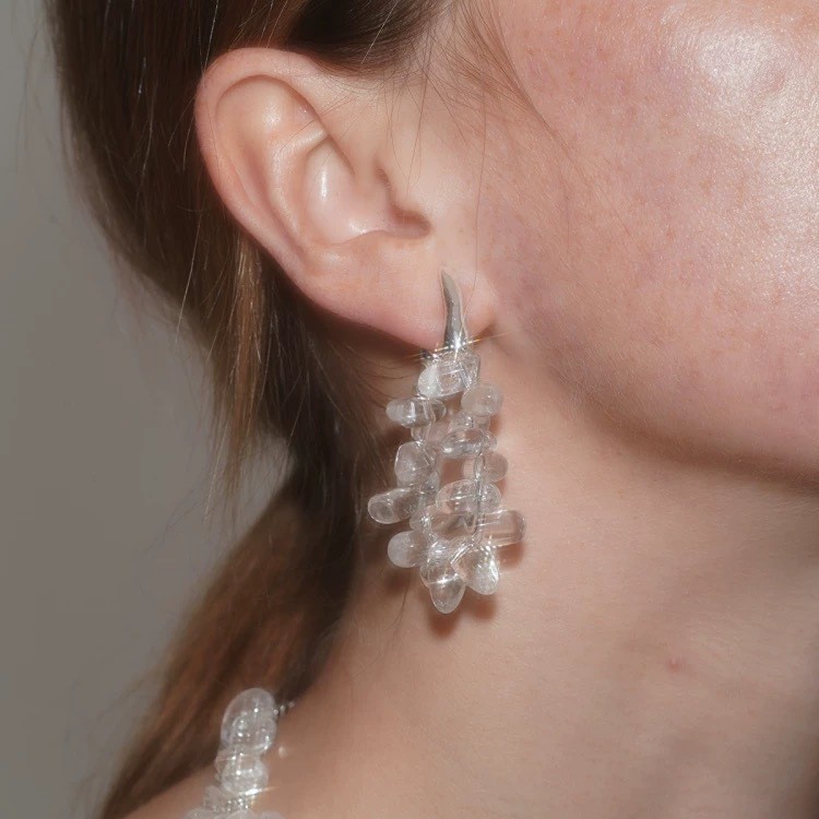 SOFT Natural White Crystal Wreath Earrings for Women Multi-Wear Silver Needle Accessories Earrings