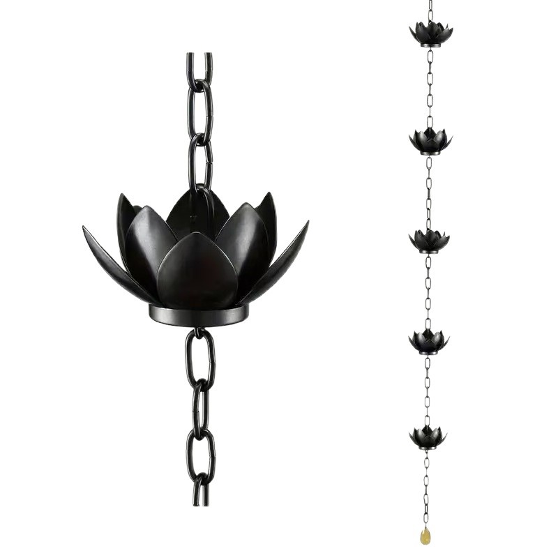 New Lotus Rain Chain Outdoor Courtyard Hanging Chain Decorative Drainage Water Guide Chain