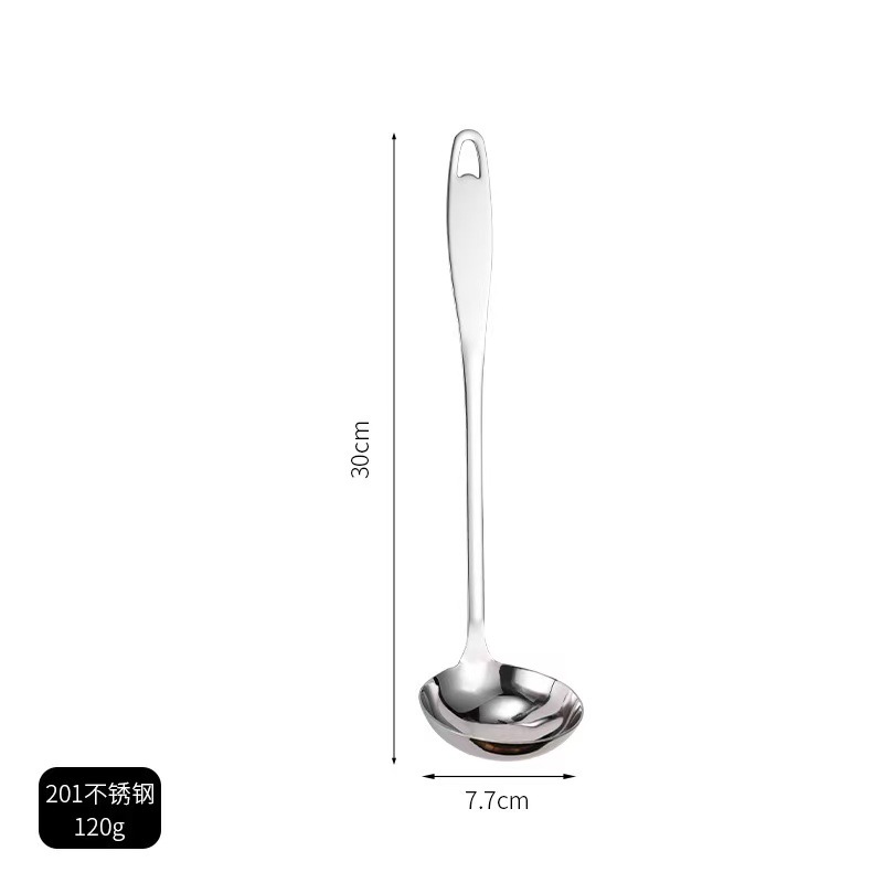 304 stainless steel flat handle soup spoon, strainer spoon, soup spoon, thickened long handle spoon set, household kitchen exquisite hot pot spoon