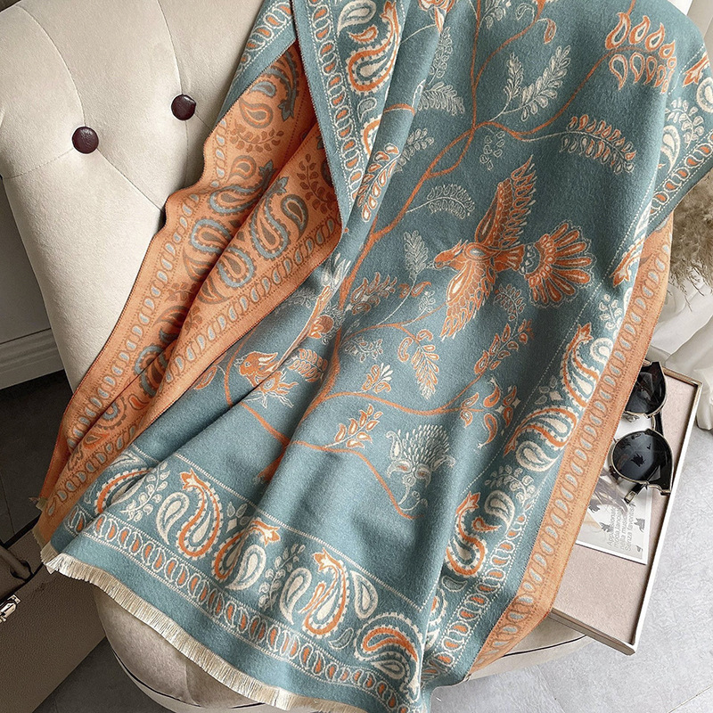 High-quality air-conditioned room shawl outer layer for women, summer office nap faux cashmere fringe warm scarf