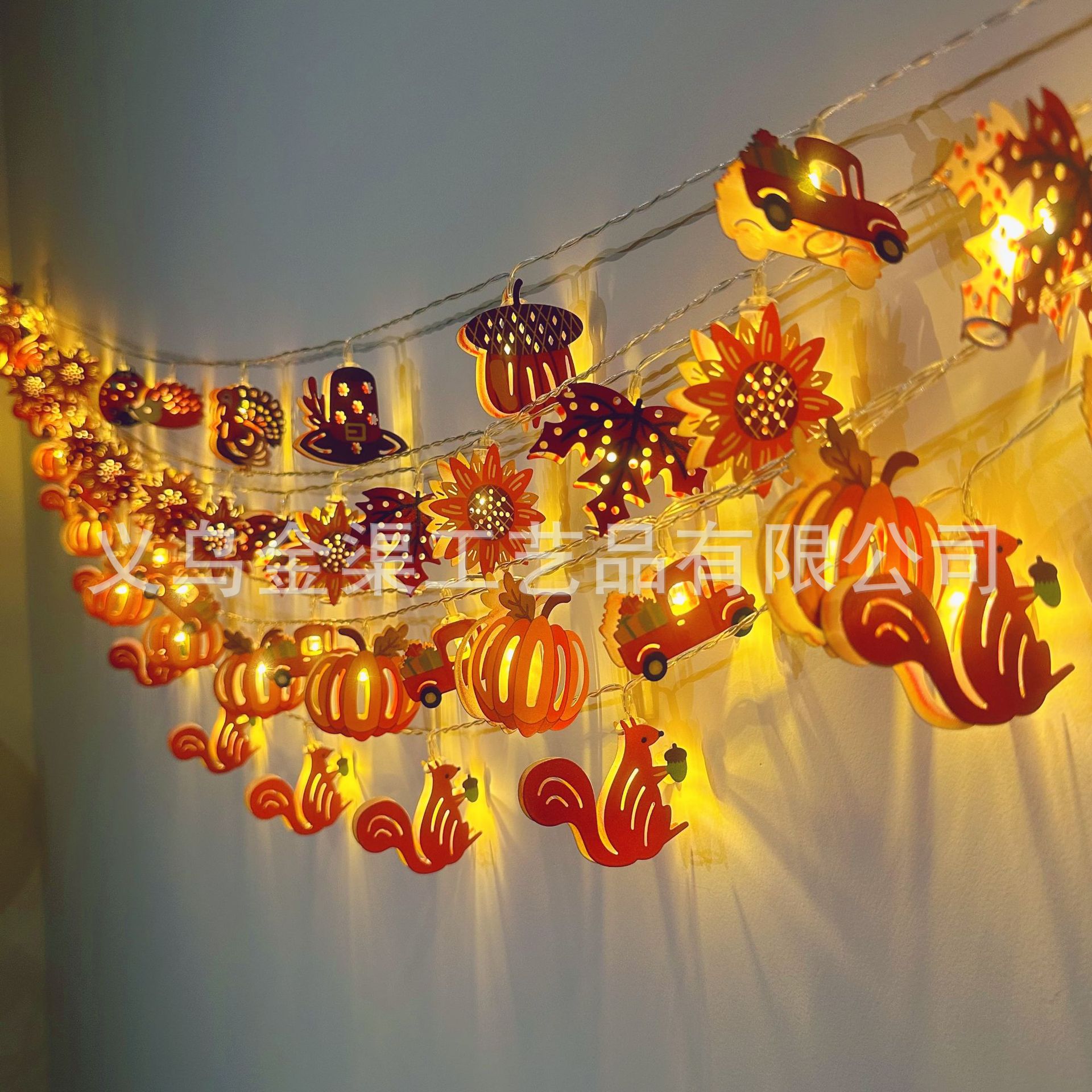 LED Pumpkin Maple Leaf Turkey Squirrel Sunflower Light Hedgehog Ladybug Light String Harvest Thanksgiving Decorative Lights