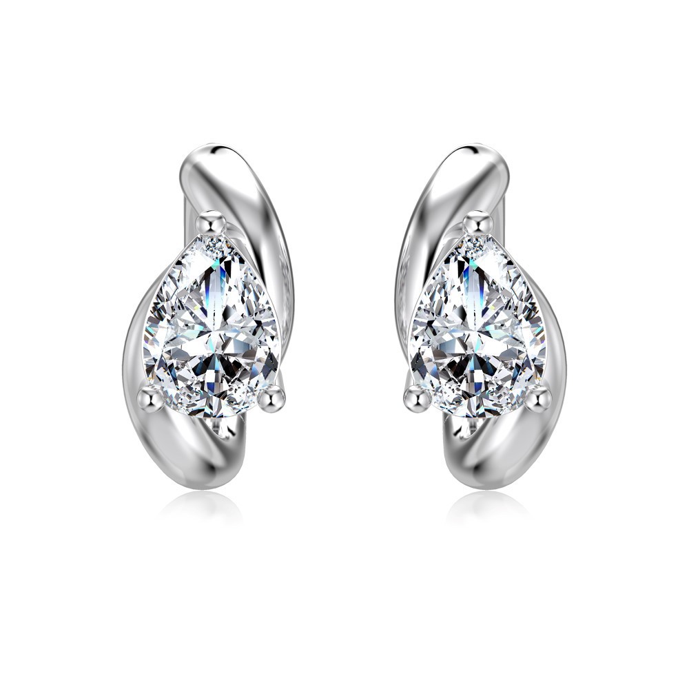 Moissanite S925 sterling silver ear studs for women, teardrop asymmetrical delicate design women's earrings