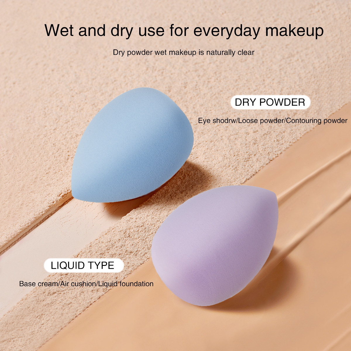 Water Drop Makeup Gourd Sponge Powder Puff Oblique Cut Cosmetic Sponge Dry and Wet Dual-Use Makeup Sponge Cushion Cosmetic Sponge