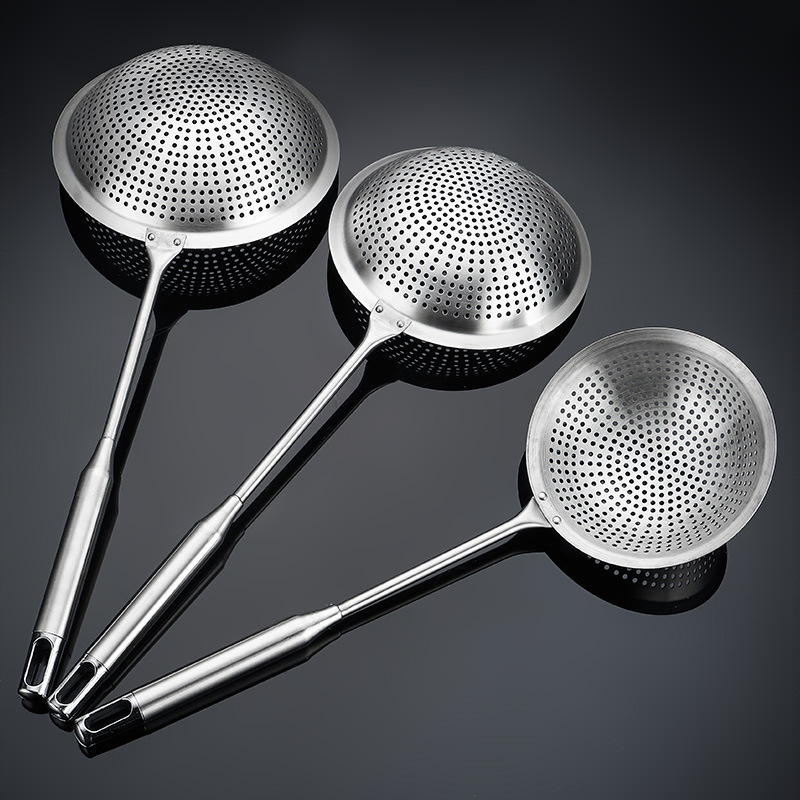 201 stainless steel slotted spoon household kitchen noodle spoon dense hole slotted spoon filter mesh frying strainer large size skimmer