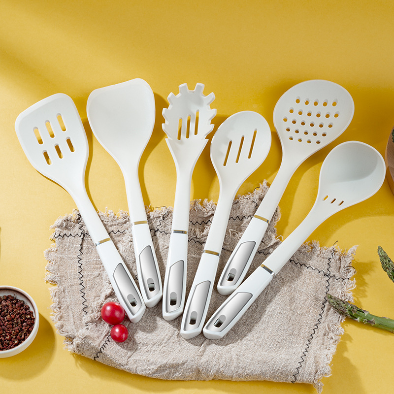 Silicone kitchen utensil 7-piece set household hanging rack cooking spatula soup spoon kitchen cooking spatula spoon set utensil