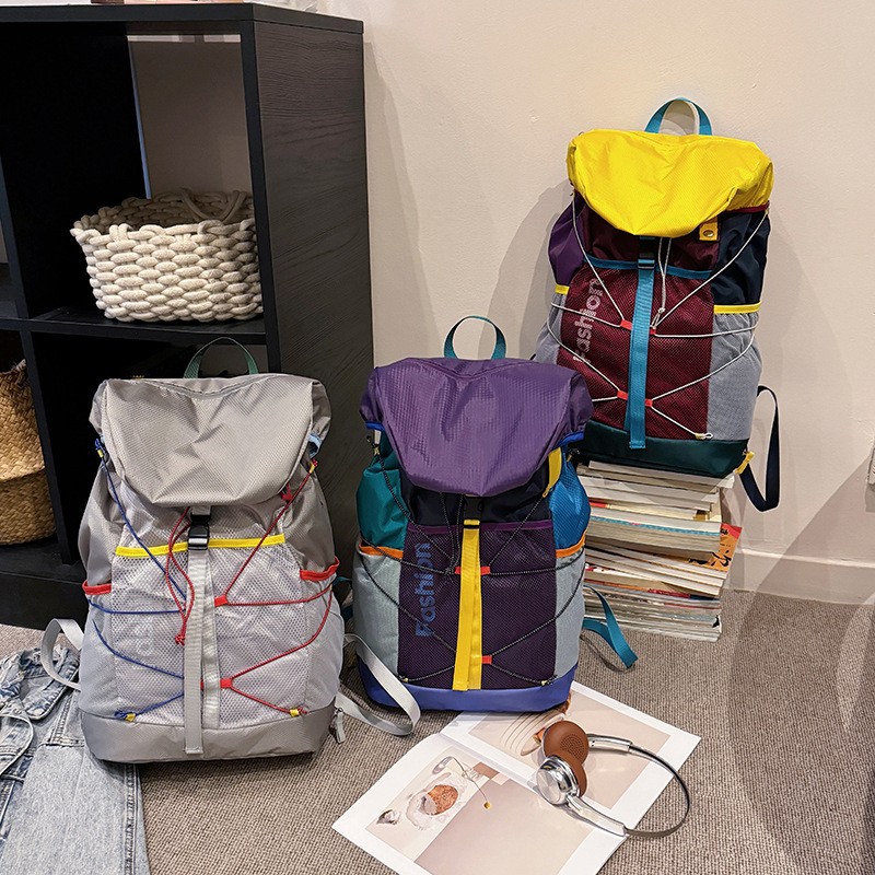 2026 New Color-blocked Badminton Bag Men and Women Large Capacity Sports Leisure Backpack Outdoor Contrast Color Travel Backpack
